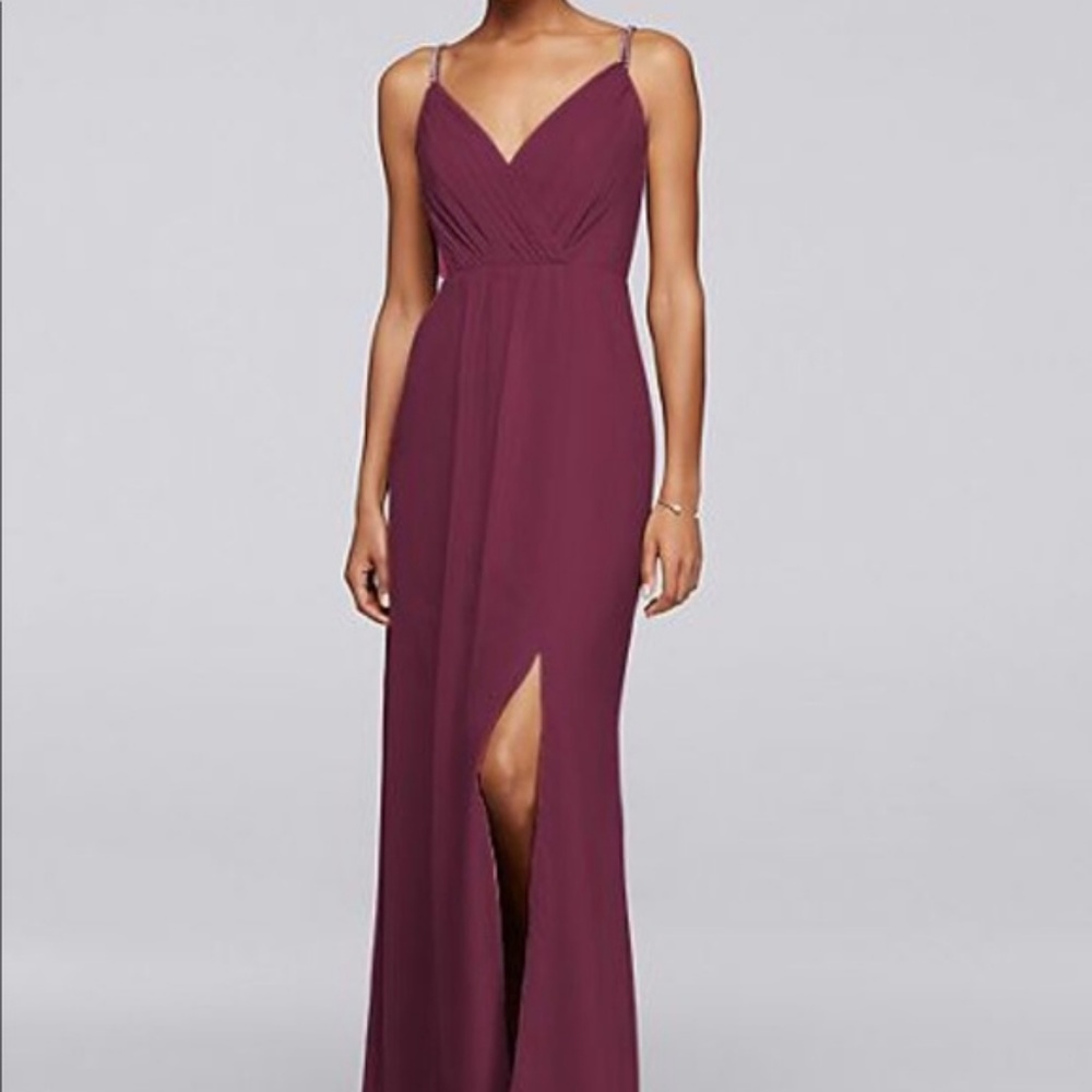 David's Bridal Wine Bridesmaid Pageant Prom Dress